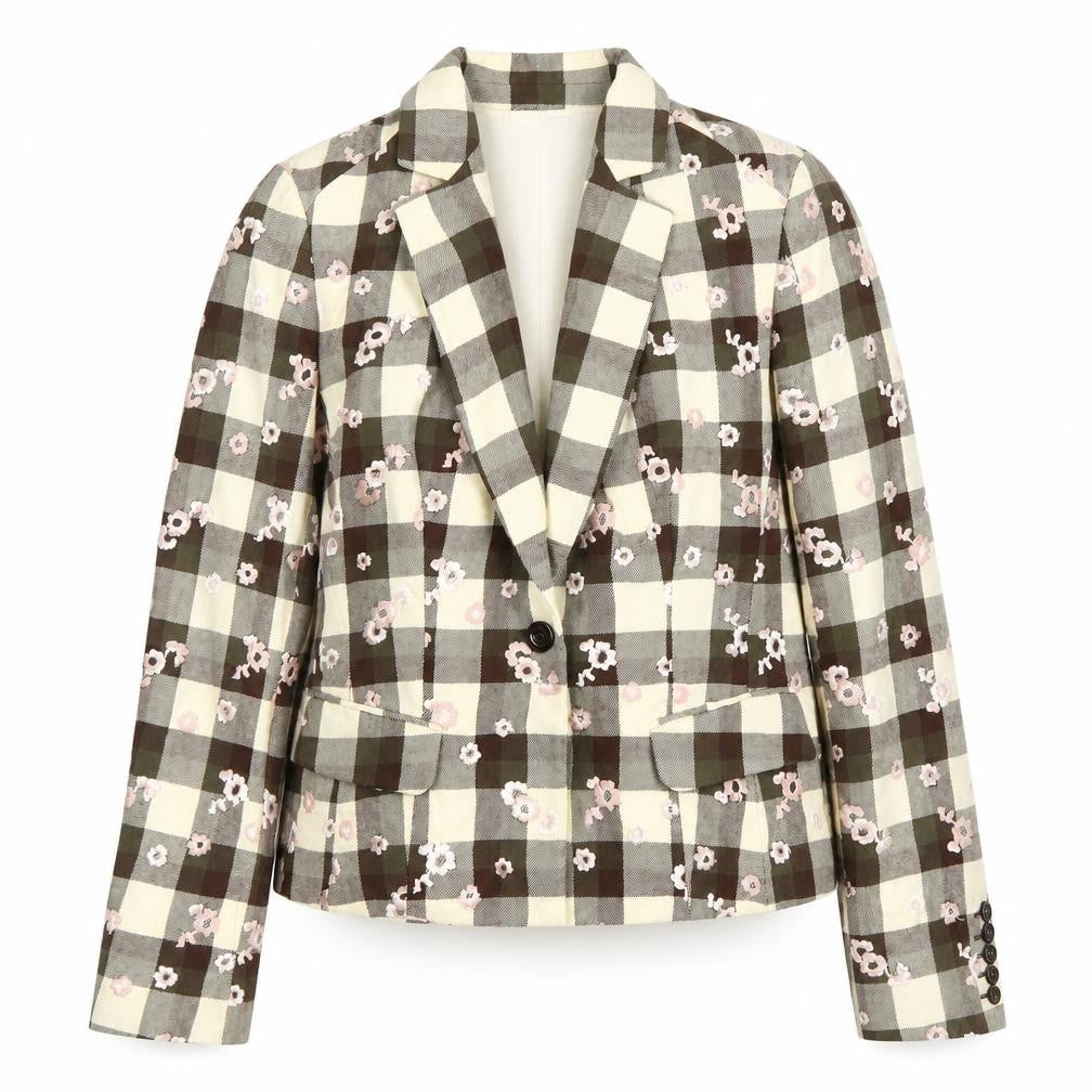 Joseph Women's Brown Check Blazer, Size 16, Classic Fit