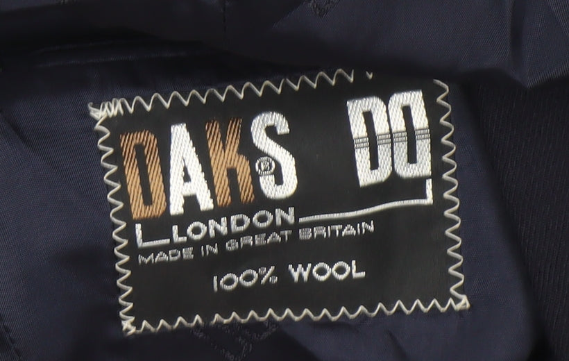 DAKS Men's Blue Wool Blazer Jacket, Size S 42, Single-Breasted