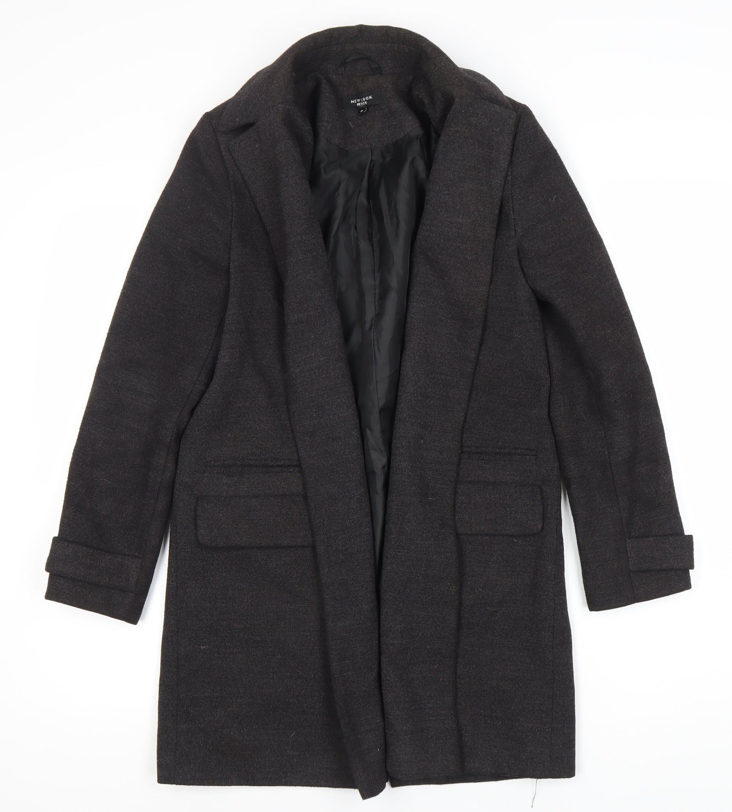 New Look Women's Black Mid-Length Petite Coat - Size 8