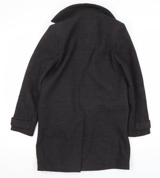 New Look Women's Black Mid-Length Petite Coat - Size 8