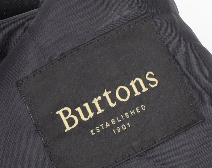 Burtons Men's Black Blazer 44 Long Double-Breasted
