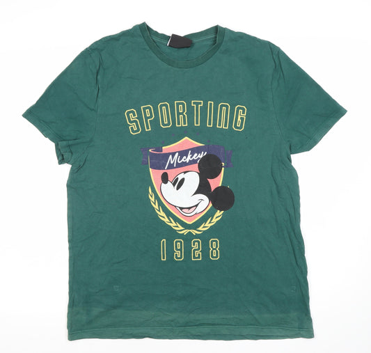 Disney Men's Green Mickey Mouse Graphic T-Shirt S