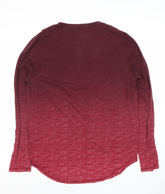 Hollister Men's Red Long Sleeve Crew T-Shirt L