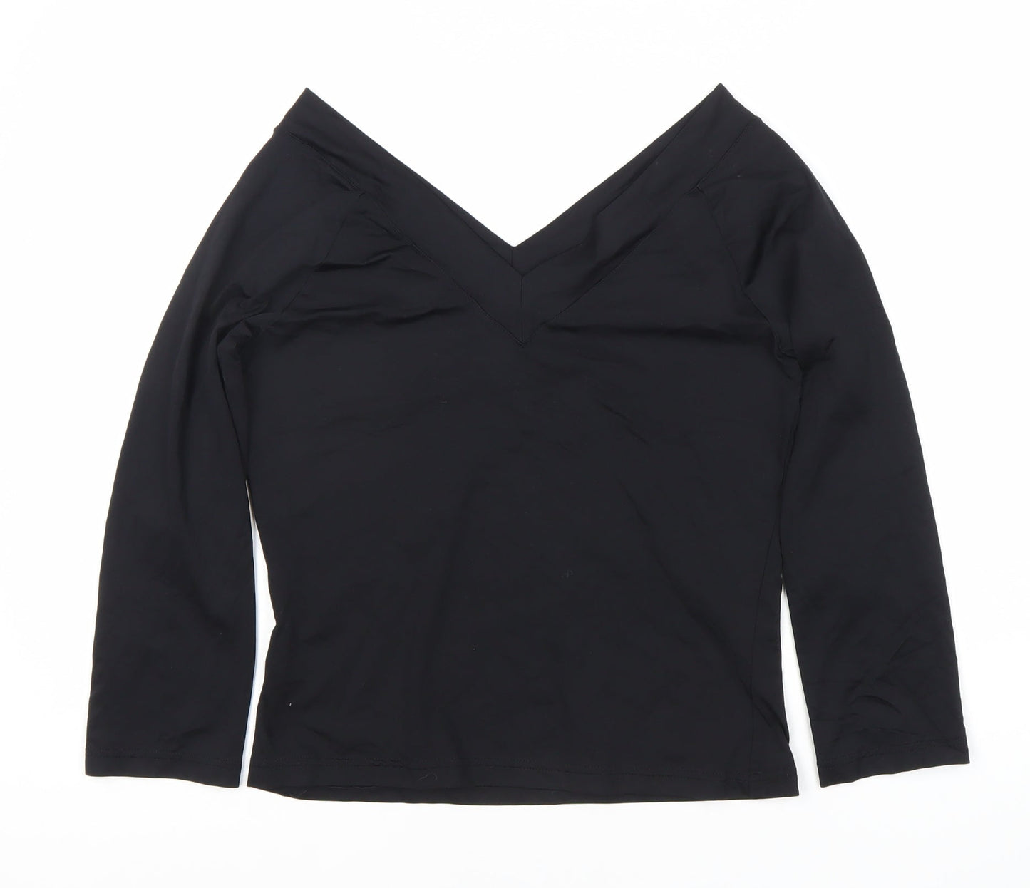 Amaranto Women's Black V-Neck Top - Size 12