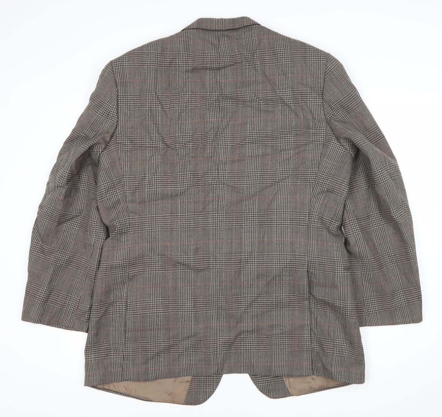 St Michael Men's Brown Wool Check Blazer, Size M, Vintage