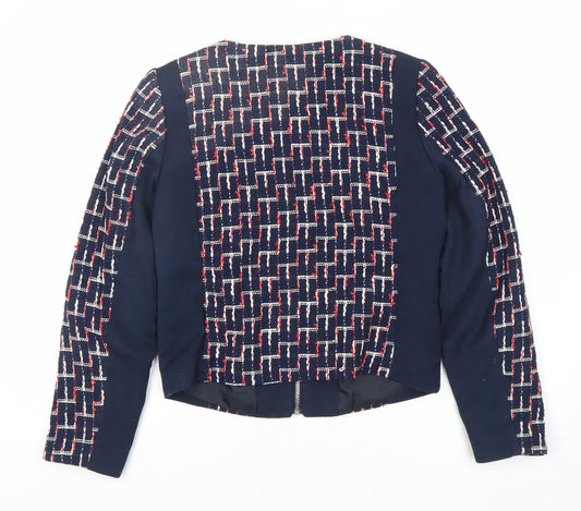 H&M Women's Blue Check Jacket Size 8 Casual