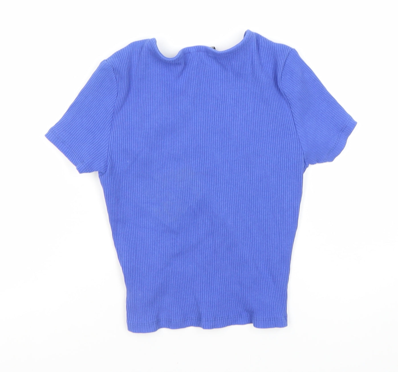 Monki Women's Blue V-Neck Short Sleeve Blouse S