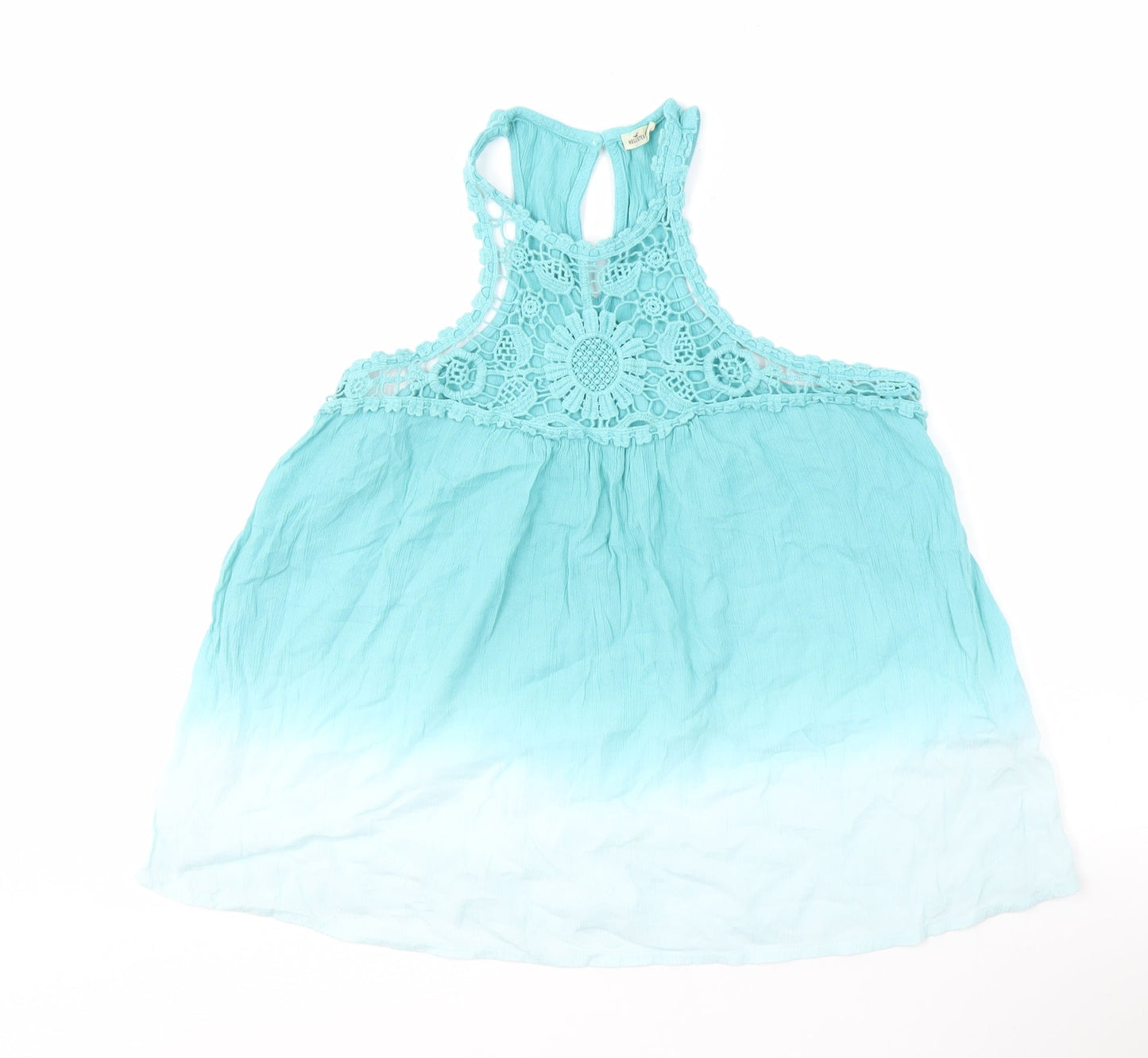 Hollister Women's Blue Lace Halter Tank Top L