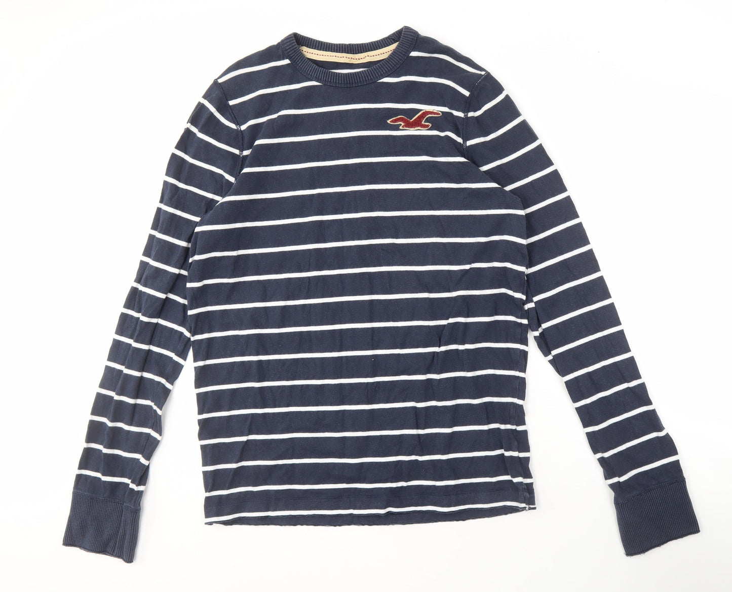 Hollister Men's Blue Striped Pullover Sweatshirt XL