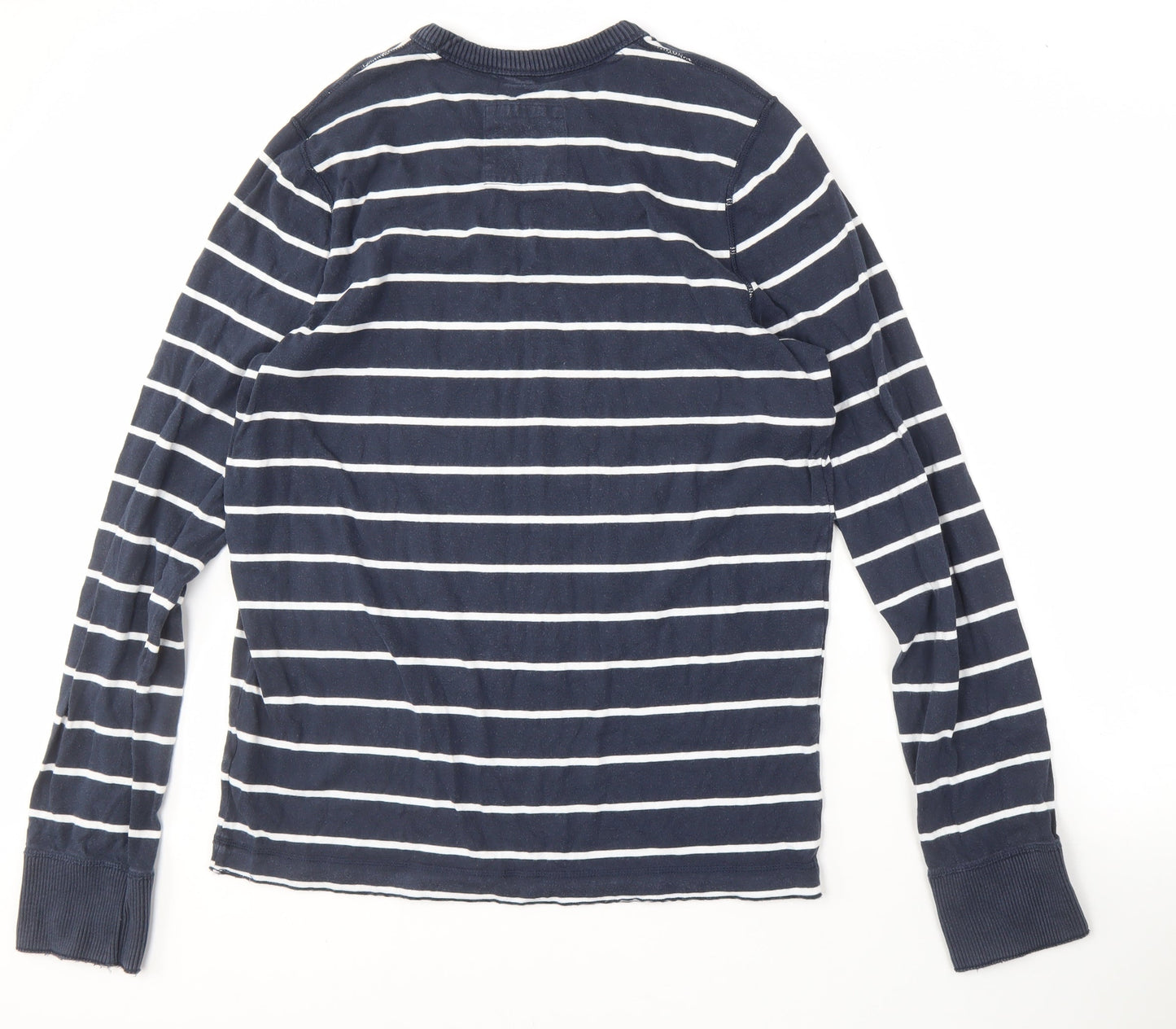 Hollister Men's Blue Striped Pullover Sweatshirt XL