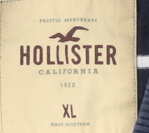Hollister Men's Blue Striped Pullover Sweatshirt XL