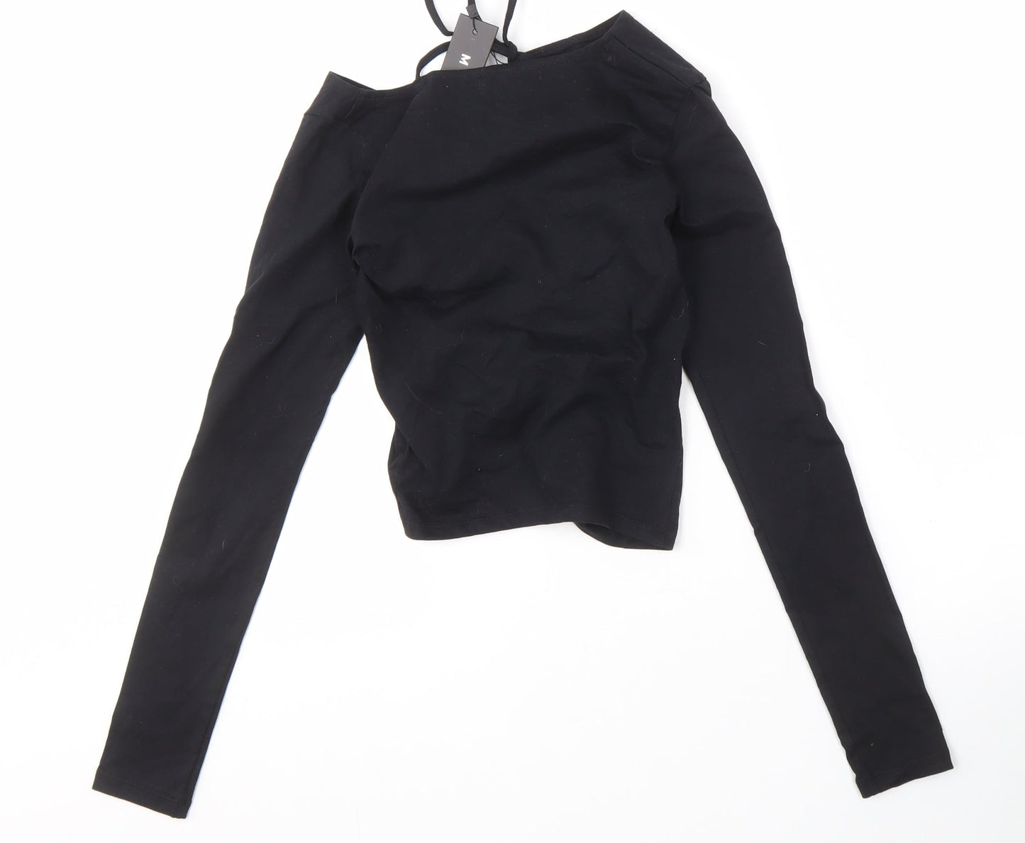 Motel Women’s Black Cropped Top, 2XS, Cotton Blend