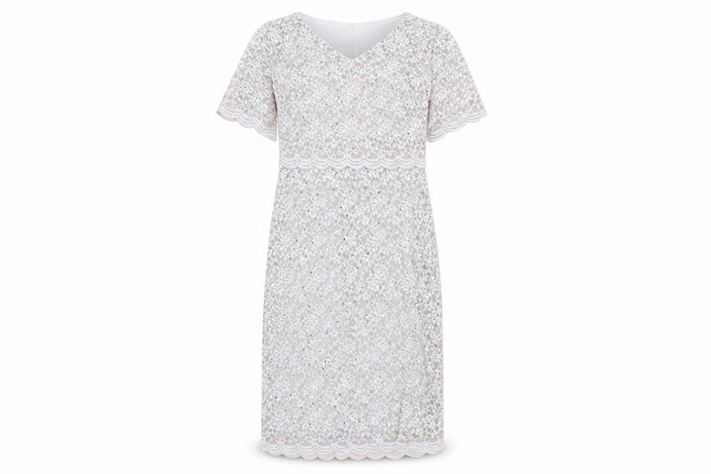 Marks and Spencer Women's Silver Size 12 Lace Sheath Dress