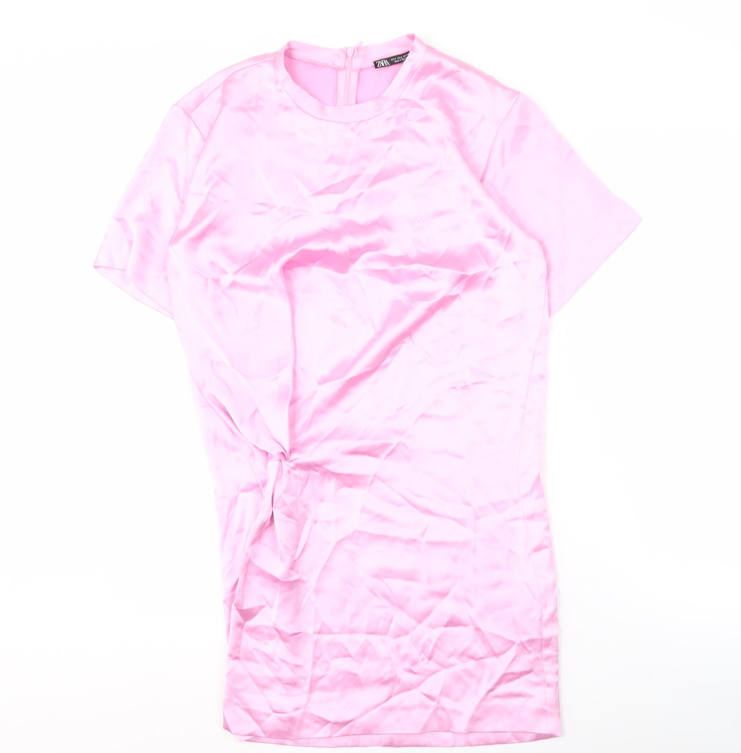 Zara Women's Pink Short Sleeve Dress - Size S