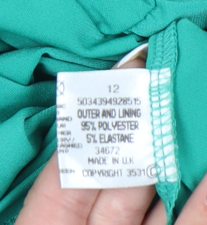 Jane Norman Green Sleeveless Ruched Dress Size 12