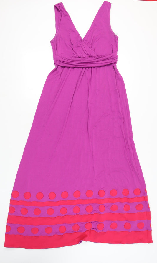 Boden Women Purple Long Dress Size 14 Sleeveless Summer V-Neck