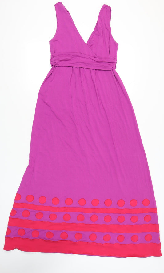 Boden Women Purple Long Dress Size 14 Sleeveless Summer V-Neck