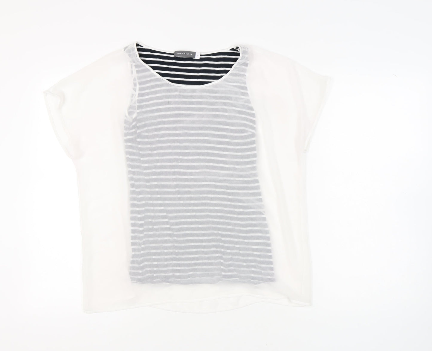 Mint Velvet Women's White Striped T-Shirt Size 12