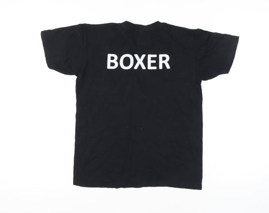 Gildan Boys Black T-Shirt L Casual Short Sleeve Logo Top