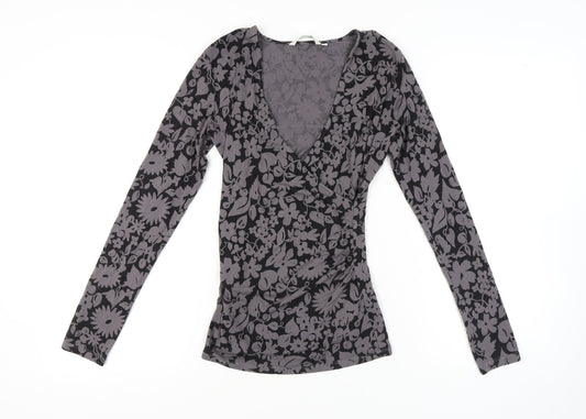 Boden Women's Floral V-Neck Long Sleeve Top, Size 8