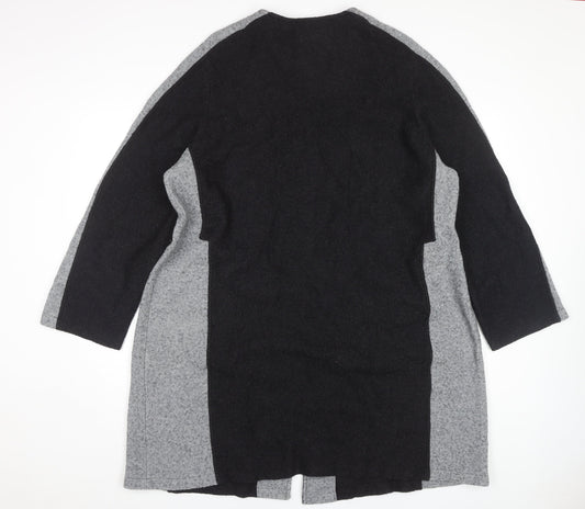 Chesca Women's Black Grey Long Coat Size M