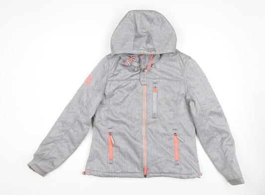 Superdry Women's Grey Hooded Windbreaker Jacket L