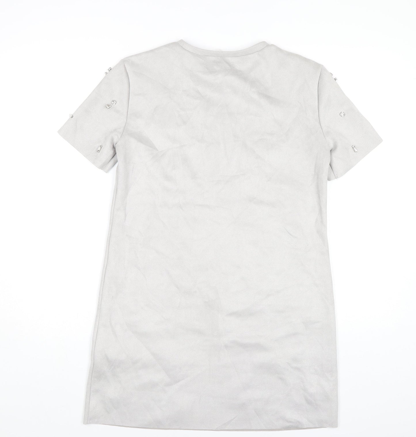 Zara Women's Grey Shift Dress - Size S