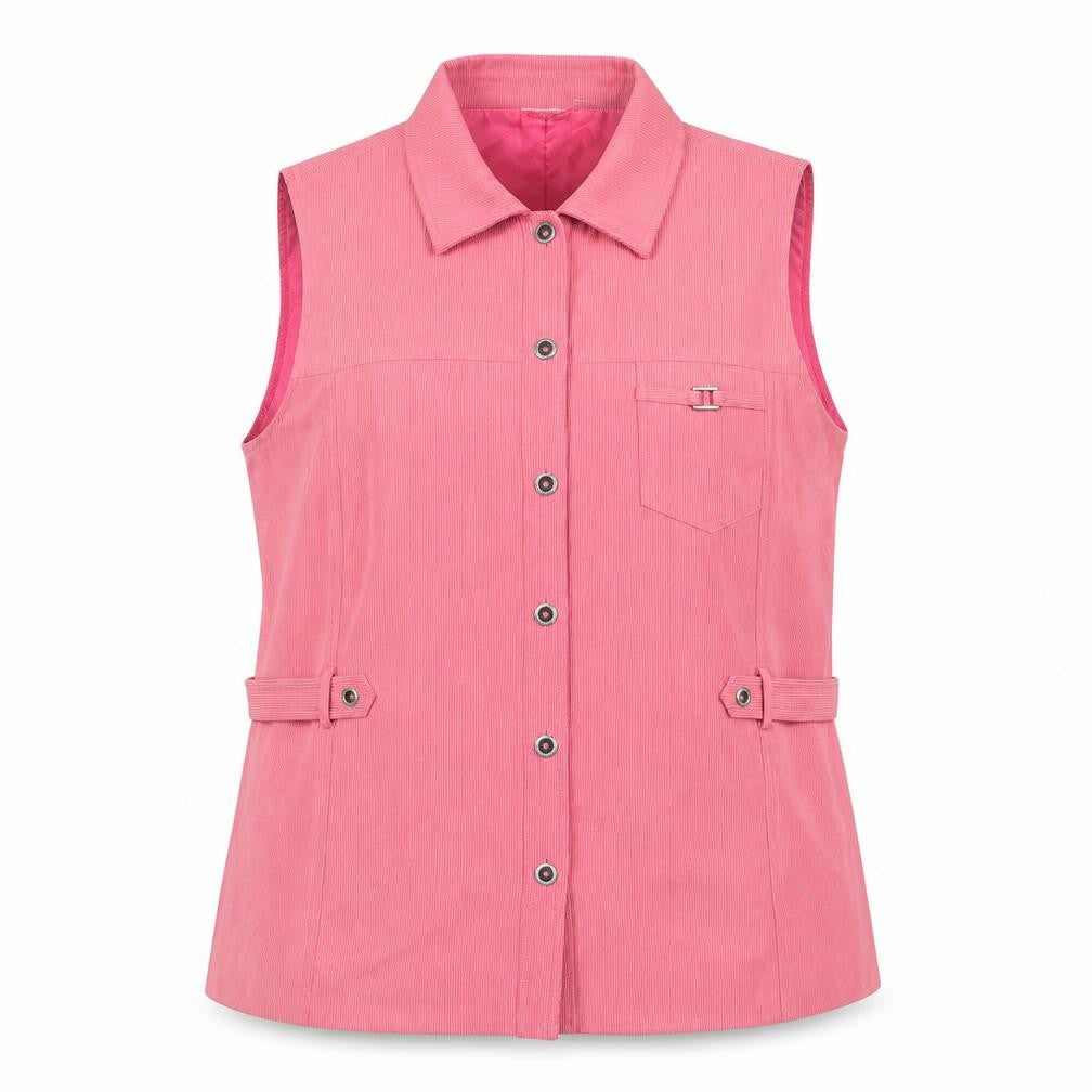 Front view of Oscar B. Women's Pink Sleeveless Collared Top, size 14