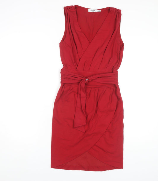 Moschino Jeans Red Wrap Dress Women Size 12