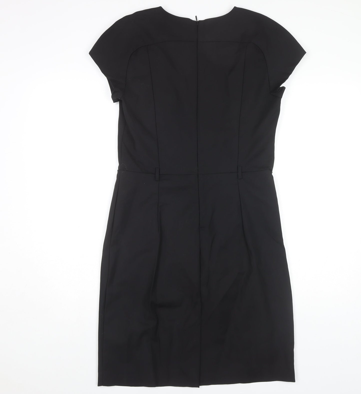 MNG Women's Black V-Neck Dress, L, Short Sleeve