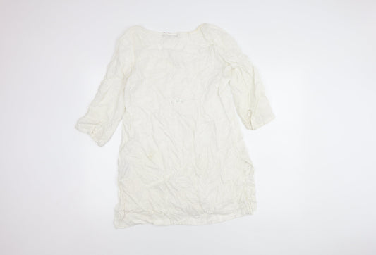 White Stuff Women's White Linen Dress, Size 12