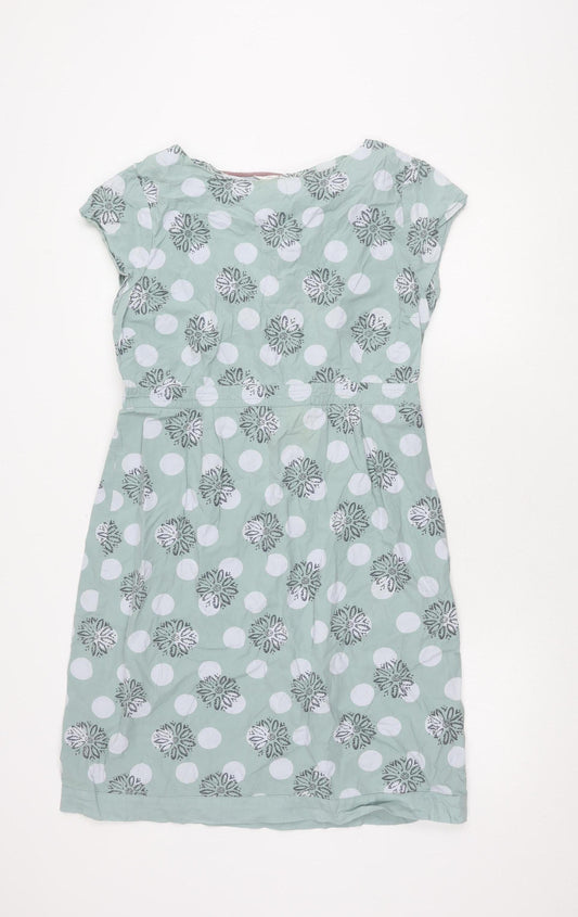 White Stuff Women's Green Polka Dot Cotton Dress Size 16