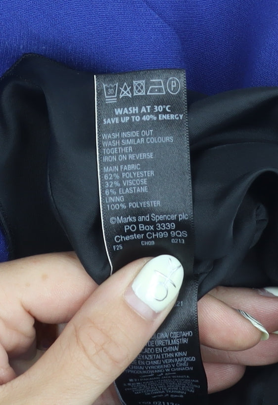 Marks and Spencer Women's Blue Sheath Dress - Size 14