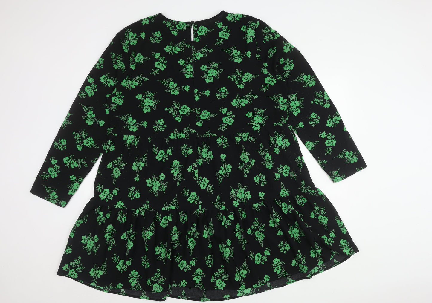 ASOS DESIGN Women's Floral Dress Size 18 Black/Green