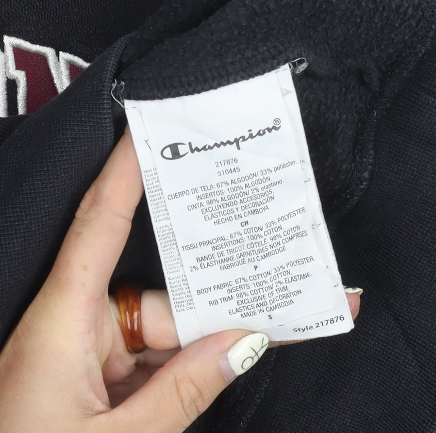 Champion Men's Black Small Pullover Hoodie - Logo Style