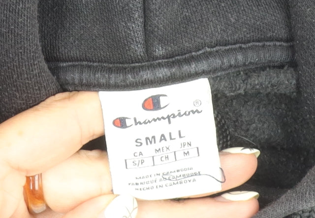 Champion Men's Black Small Pullover Hoodie - Logo Style