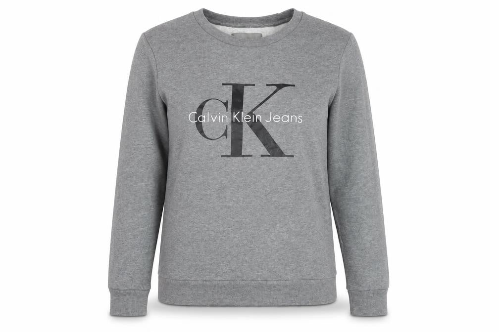 Womens UK XS Regular Calvin Klein Grey Pullover Sweatshirt