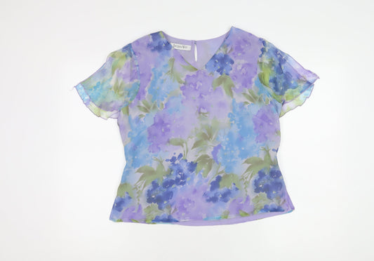 Jacques Vert Women's Floral Silk Top, Size 12, Multicoloured