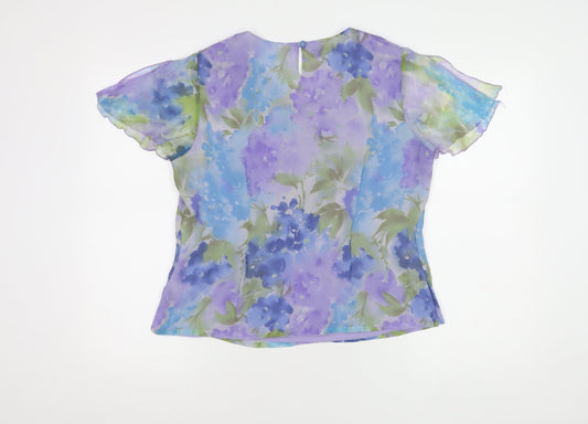 Jacques Vert Women's Floral Silk Top, Size 12, Multicoloured