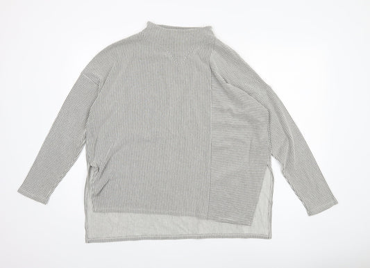 French Connection Women's Grey Stripe Knit Top, Size S