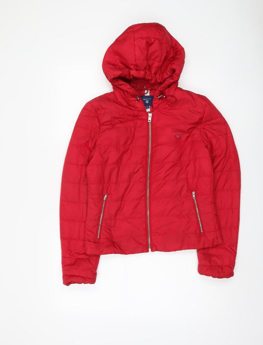 Gant Women's Red XS Puffer Jacket with Hood