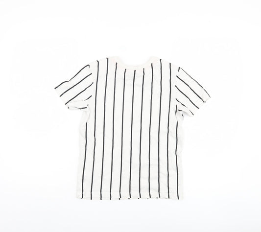 Space Jam Boys White Striped T-Shirt 8-9 Years Sequin Accent