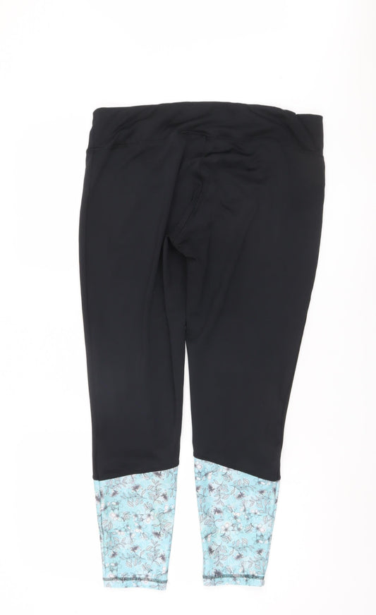 Crivit Women's Black Floral Leggings Size XL