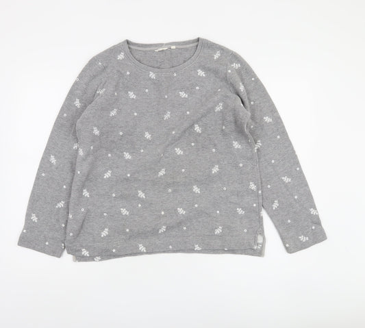 Fat Face Women's Grey Embroidered Pullover Sweatshirt