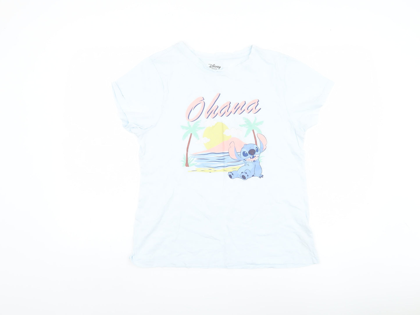 Disney Women’s White Cartoon T-Shirt, S, Casual Crew Neck