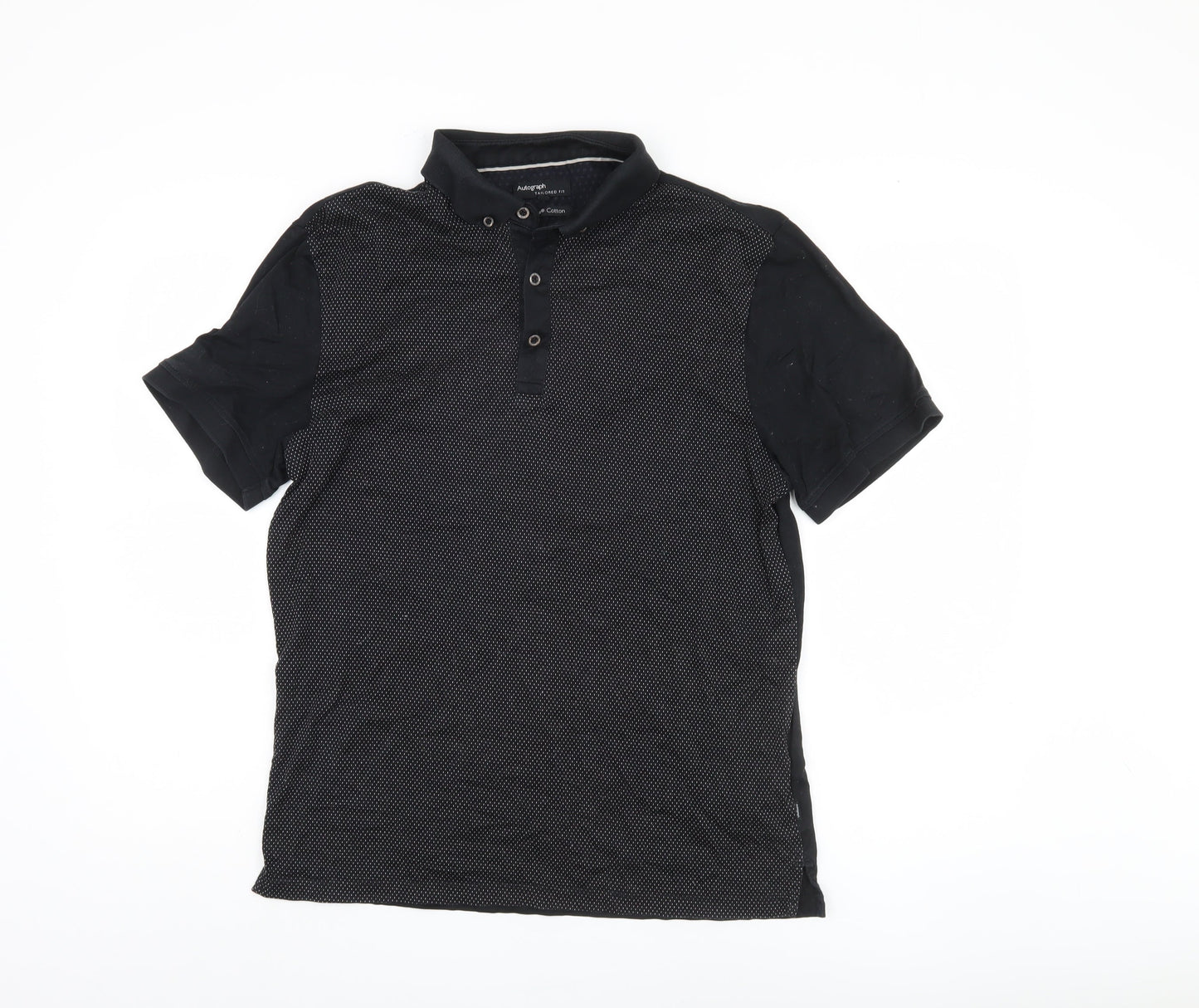 Marks and Spencer Men's Black Polo Shirt, M