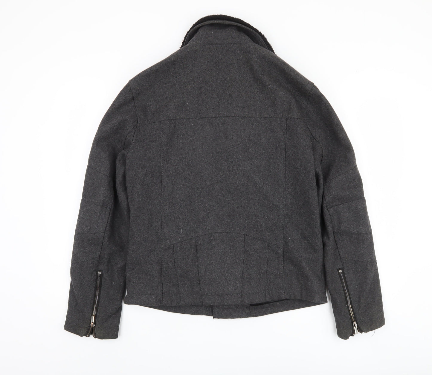 H&M Men's Grey Biker Jacket - M, Stylish Autumn Wear