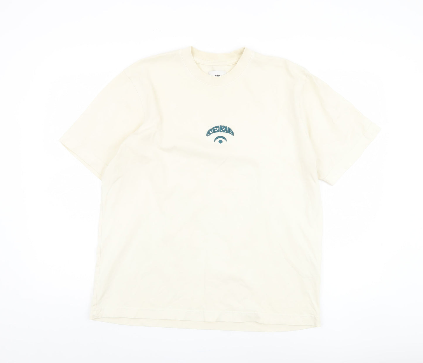 AEME Men’s Beige Art Graphic Short Sleeve Tee - M