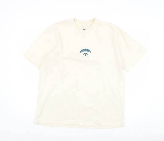 AEME Men’s Beige Art Graphic Short Sleeve Tee - M