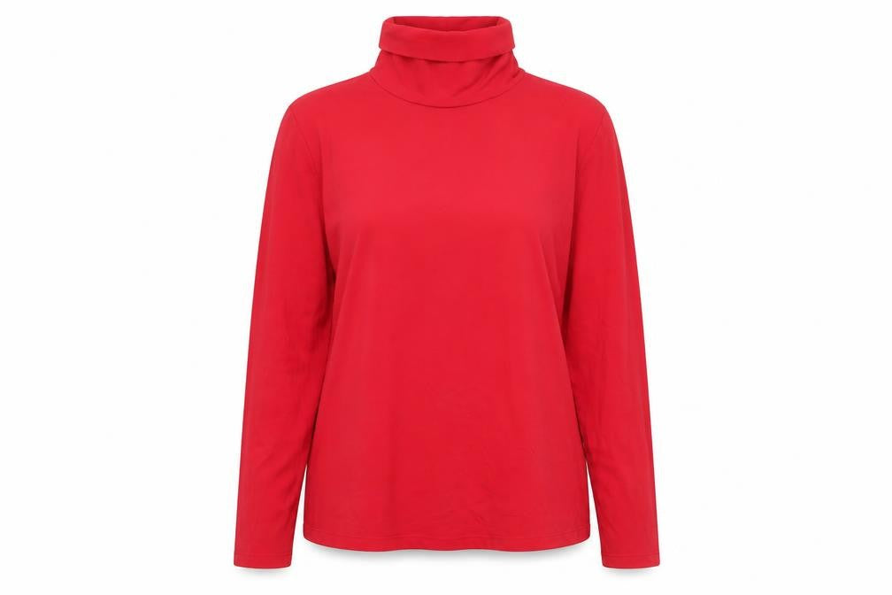 Womens UK Size L Land's End Red Cotton Blend Blouse